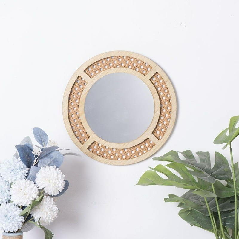 Rattan Mirror Round - Yaratıcı Dekoratif Ayna El Yapımı Taklit
