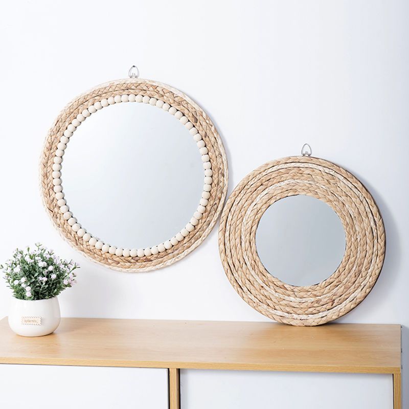 Rattan Mirror Round - Rattan El Sanatları Dekoratif Yuvarlak Ayna