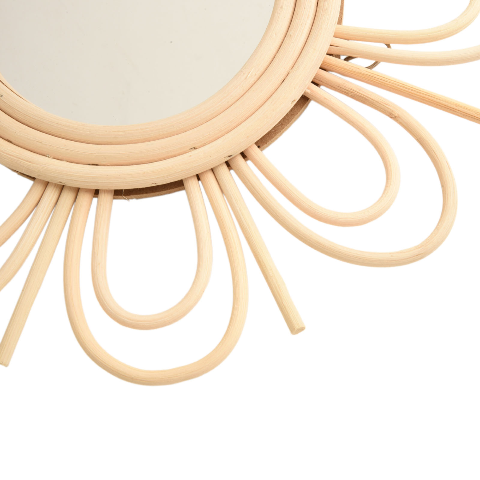 Rattan Mirror Round - Bohem Tarzı Rattan Asılı Ayna, Güneş