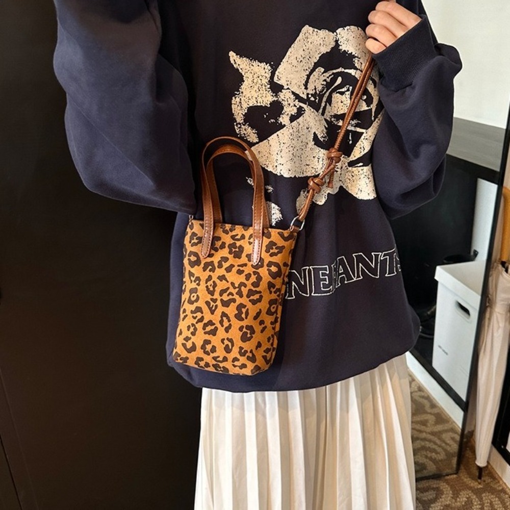 Retro PU Leopar Desenli Omuz Ç - Interior Design Korean Style incelemesi ve fiyatı